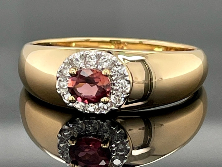 RING AUS 925/- SILBER VERGOLDET MIT PINK TURMALIN & ZIRKON