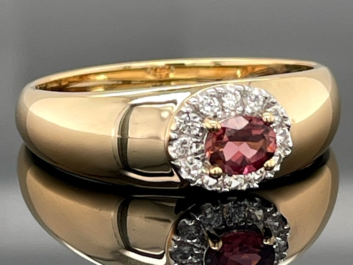 RING AUS 925/- SILBER VERGOLDET MIT PINK TURMALIN & ZIRKON