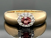 RING AUS 925/- SILBER VERGOLDET MIT PINK TURMALIN & ZIRKON