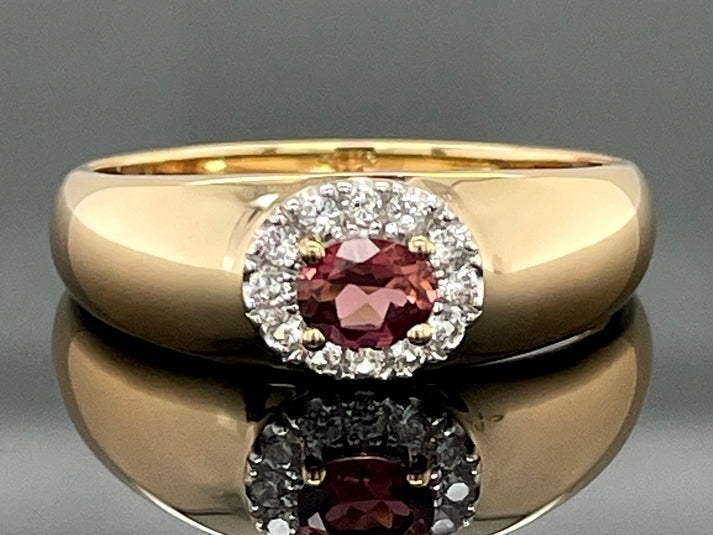 RING AUS 925/- SILBER VERGOLDET MIT PINK TURMALIN & ZIRKON
