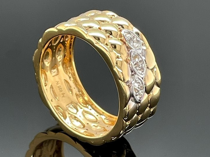 RING AUS 925/- SILBER VERGOLDET MIT WEIßTOPAS
