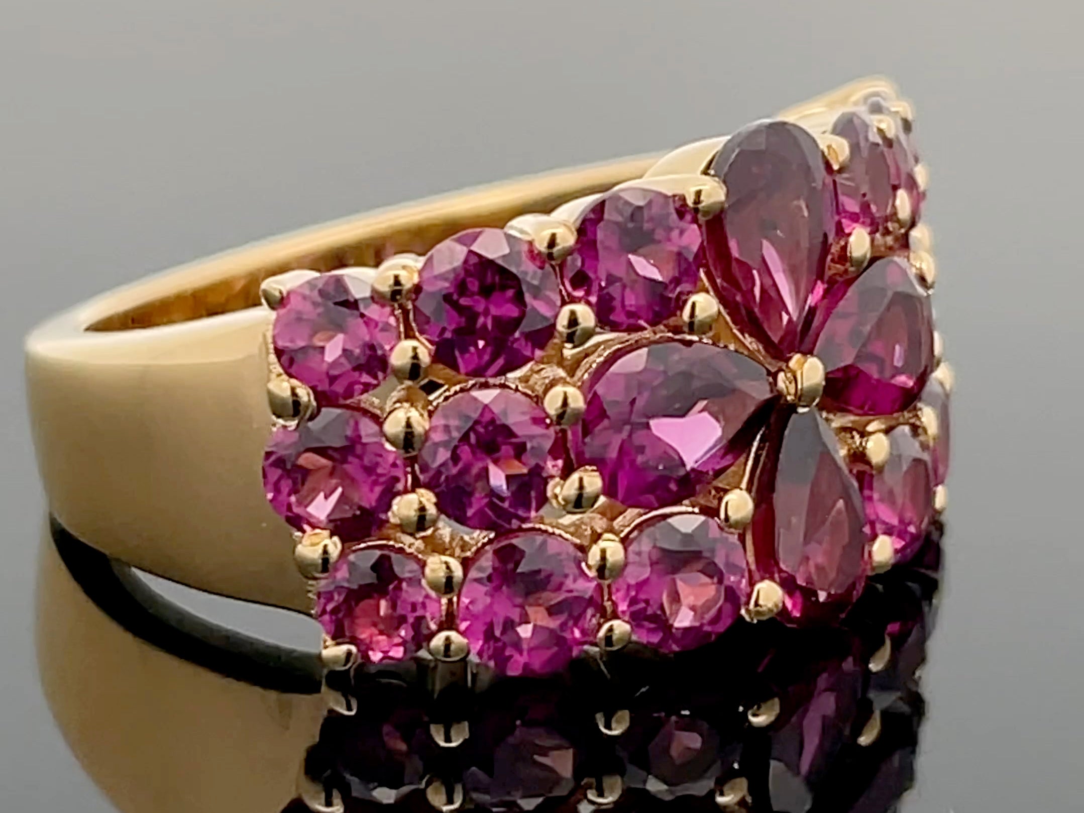 RING AUS 925/- SILBER VERGOLDET MIT RHODOLITH