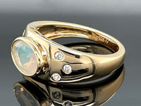 RING AUS 925/- SILBER VERGOLDET MIT ÄTHIOP. OPAL & ZIRKON