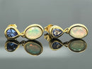 OHRSTECKER AUS 925/- SILBER VERGOLDET MIT TANSANIT & ÄTHIOP.OPAL