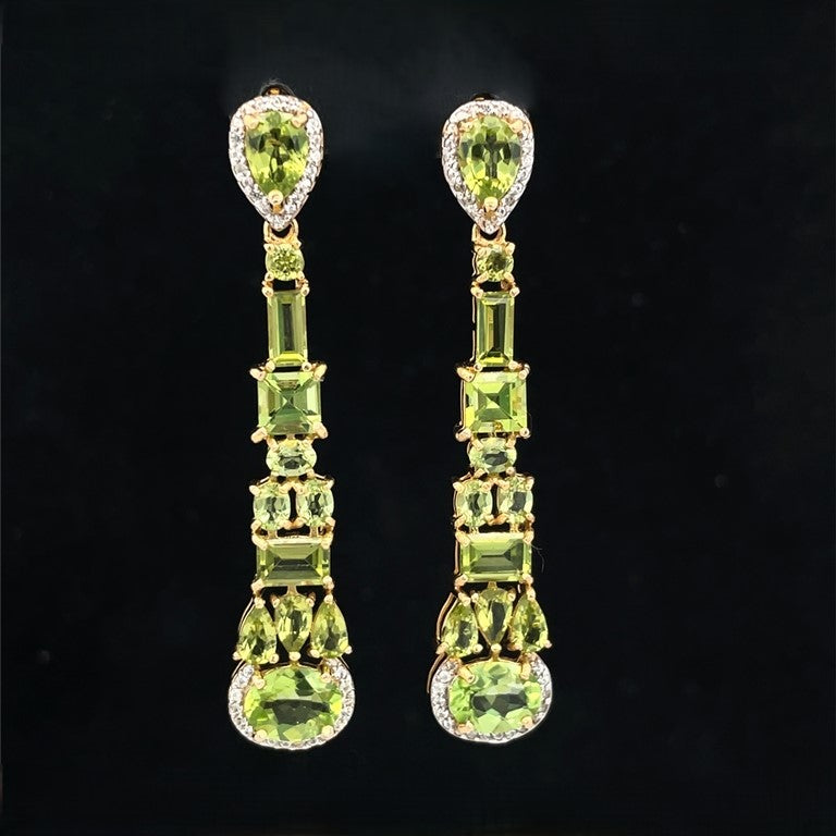 OHRSTECKER AUS 925/- SILBER VERGOLDET MIT PERIDOT & WEIßTOPAS
