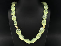 COLLIER 375/- GELBGOLD MIT PREHNIT, PYRIT BEH. & HÄMATIT BEH.