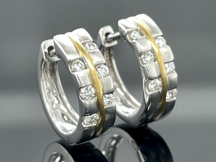 CREOLEN AUS 999/- PLATIN & 750/- GELBGOLD MIT BRILLANTEN LR (GES.CA.0,30 ct.)