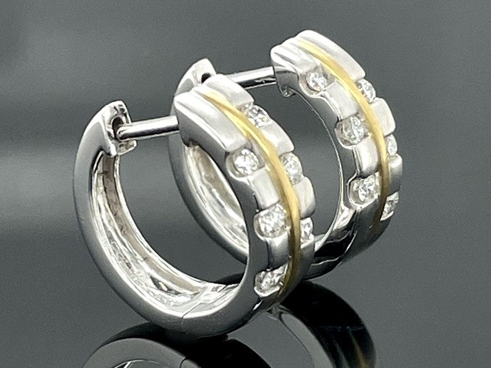 CREOLEN AUS 999/- PLATIN & 750/- GELBGOLD MIT BRILLANTEN LR (GES.CA.0,30 ct.)