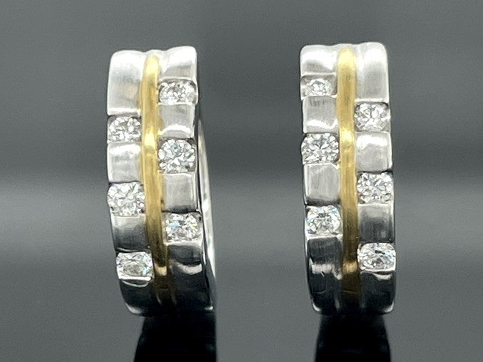 CREOLEN AUS 999/- PLATIN & 750/- GELBGOLD MIT BRILLANTEN LR (GES.CA.0,30 ct.)