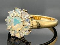 RING AUS 925/- SILBER VERGOLDET MIT ÄTHIOP. OPAL & ZIRKON
