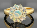 RING AUS 925/- SILBER VERGOLDET MIT ÄTHIOP. OPAL & ZIRKON