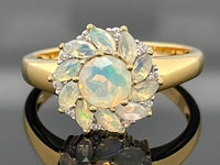 RING AUS 925/- SILBER VERGOLDET MIT ÄTHIOP. OPAL & ZIRKON