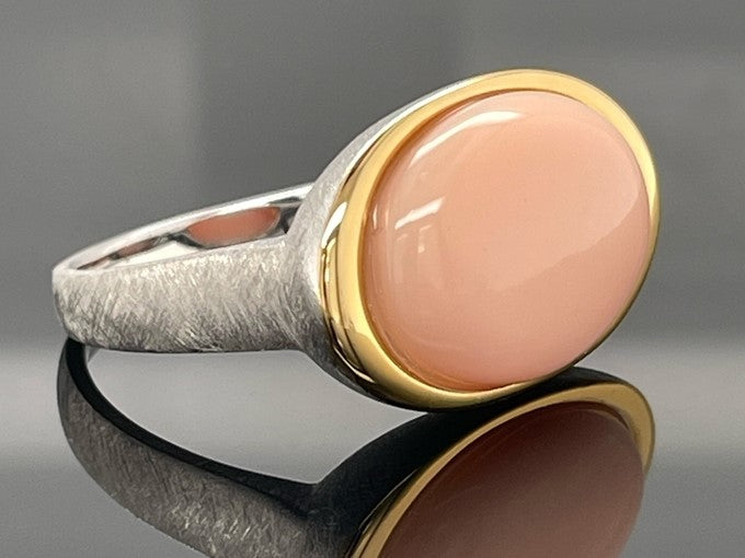 RING AUS 925/- SILBER BICOLOR MIT OPAL (CA. 7,58 ct.)