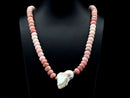 COLLIER 925/- SILBER VERG. MIT PINK OPAL & SÜßWASSERZUCHTPERLE