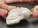 COLLIER 925/- SILBER VERG. MIT PINK OPAL & SÜßWASSERZUCHTPERLE