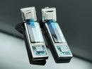 OHRSTECKER AUS 925/- SILBER RHODINIERT MIT MOSAIK & BLAUTOPAS