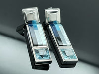 OHRSTECKER AUS 925/- SILBER RHODINIERT MIT MOSAIK & BLAUTOPAS