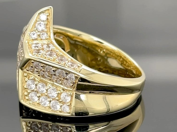 RING AUS 925/- SILBER GELBGOLDPLATTIERT MIT ZIRKONIA