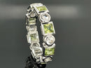 RING AUS 925/- SILBER RHODINIERT MIT PERIDOT & ZIRKON