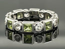 RING AUS 925/- SILBER RHODINIERT MIT PERIDOT & ZIRKON