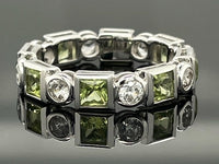 RING AUS 925/- SILBER RHODINIERT MIT PERIDOT & ZIRKON