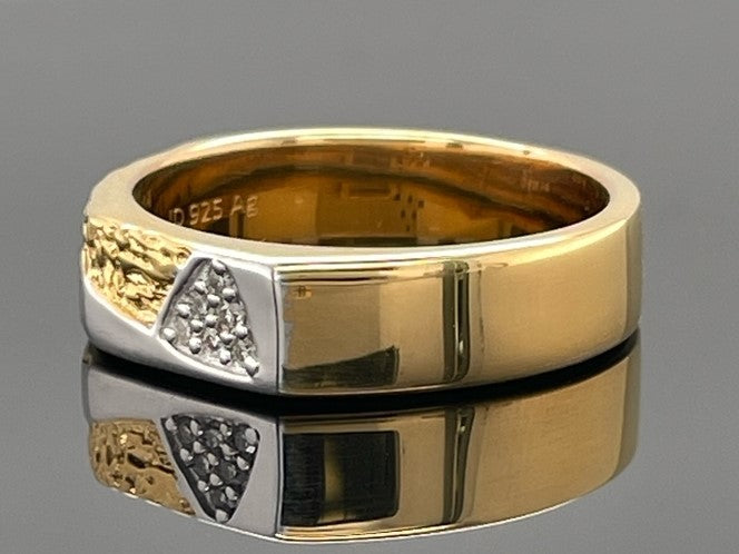 RING AUS 925/- SILBER BICOLOR MIT DIAMANTEN (GES. CA.0,06 ct.)