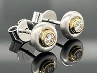 OHRSTECKER AUS 950/- PLATIN & 585/- GELBGOLD MIT BRILLANTEN (GES.CA.0,10 ct.)