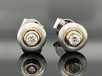 OHRSTECKER AUS 950/- PLATIN & 585/- GELBGOLD MIT BRILLANTEN (GES.CA.0,10 ct.)