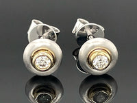 OHRSTECKER AUS 950/- PLATIN & 585/- GELBGOLD MIT BRILLANTEN (GES.CA.0,10 ct.)