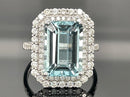 RING AUS 585/- WEIßGOLD MIT AQUAMARIN & BRILLANTEN SI1