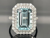 RING AUS 585/- WEIßGOLD MIT AQUAMARIN & BRILLANTEN SI1