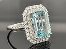 RING AUS 585/- WEIßGOLD MIT AQUAMARIN & BRILLANTEN SI1
