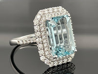 RING AUS 585/- WEIßGOLD MIT AQUAMARIN & BRILLANTEN SI1