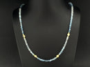 COLLIER 375/- GELBGOLD MIT AQUAMARIN, BK/BLATTGOLD-DUBL.BEH. & HÄMATIT BEH.