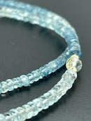 COLLIER 375/- GELBGOLD MIT AQUAMARIN, BK/BLATTGOLD-DUBL.BEH. & HÄMATIT BEH.