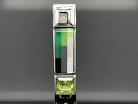 ANHÄNGER AUS 925/- SILBER RHODINIERT MIT MOSAIK & PERIDOT (GES. CA.9,30 ct.)