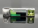 ANHÄNGER AUS 925/- SILBER RHODINIERT MIT MOSAIK & PERIDOT (GES. CA.9,30 ct.)