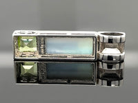 ANHÄNGER AUS 925/- SILBER RHODINIERT MIT MOSAIK & PERIDOT (GES. CA.9,30 ct.)