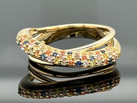 RING AUS 375/- GELBGOLD MIT MULTI SAPHIR (GES.CA. 0,612 ct.)