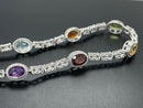 ARMBAND 925/-SILBER RHODINIERT MIT MULTI EDELSTEINE