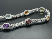ARMBAND 925/-SILBER RHODINIERT MIT MULTI EDELSTEINE