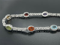 ARMBAND 925/-SILBER RHODINIERT MIT MULTI EDELSTEINE