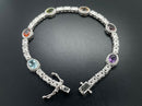 ARMBAND 925/-SILBER RHODINIERT MIT MULTI EDELSTEINE