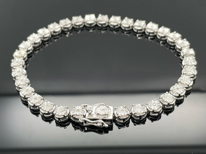ARMBAND 925/-SILBER RHODINIERT MIT DIAMANTEN (GES. CA. 0,15 ct.)