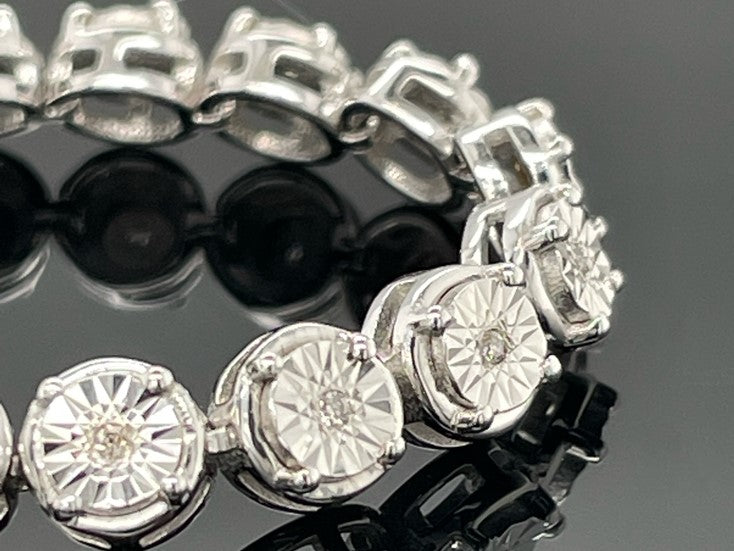 ARMBAND 925/-SILBER RHODINIERT MIT DIAMANTEN (GES. CA. 0,15 ct.)
