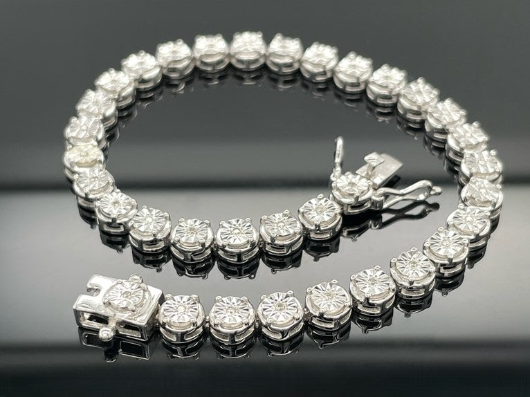 ARMBAND 925/-SILBER RHODINIERT MIT DIAMANTEN (GES. CA. 0,15 ct.)