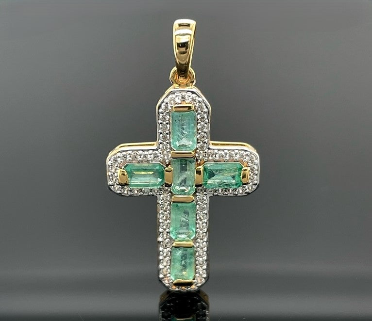 ANHÄNGER AUS 925/- SILBER VERGOLDET MIT SMARAGD & ZIRKON