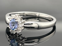 RING AUS 925/- SILBER RHODINIERT MIT TANSANIT & ZIRKON