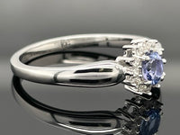 RING AUS 925/- SILBER RHODINIERT MIT TANSANIT & ZIRKON