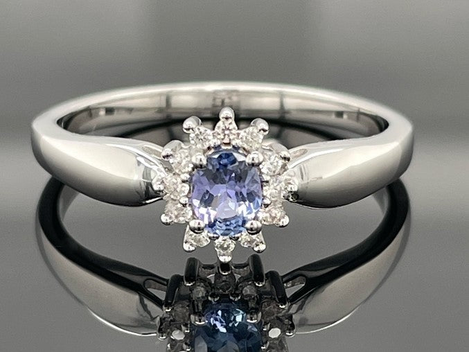 RING AUS 925/- SILBER RHODINIERT MIT TANSANIT & ZIRKON